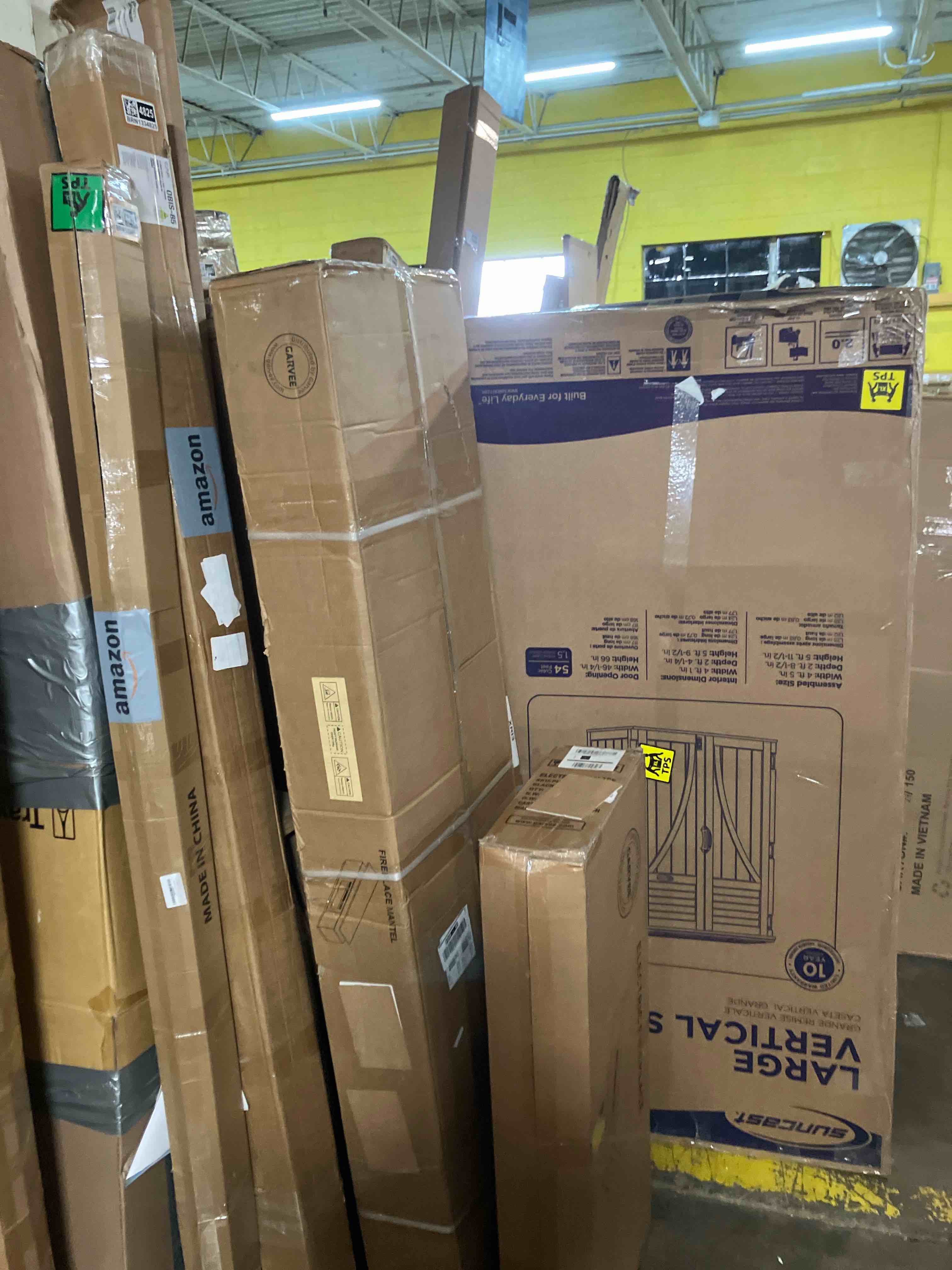 Condition photo showing New/Like New for oneinmil Fireplace TV Stand with 36” Electric Fireplace, 2 Tier TV Console Stand for TVs Up to 90", LED Light Entertainment Center, Fireplace for The Living Room TV Stand, Black