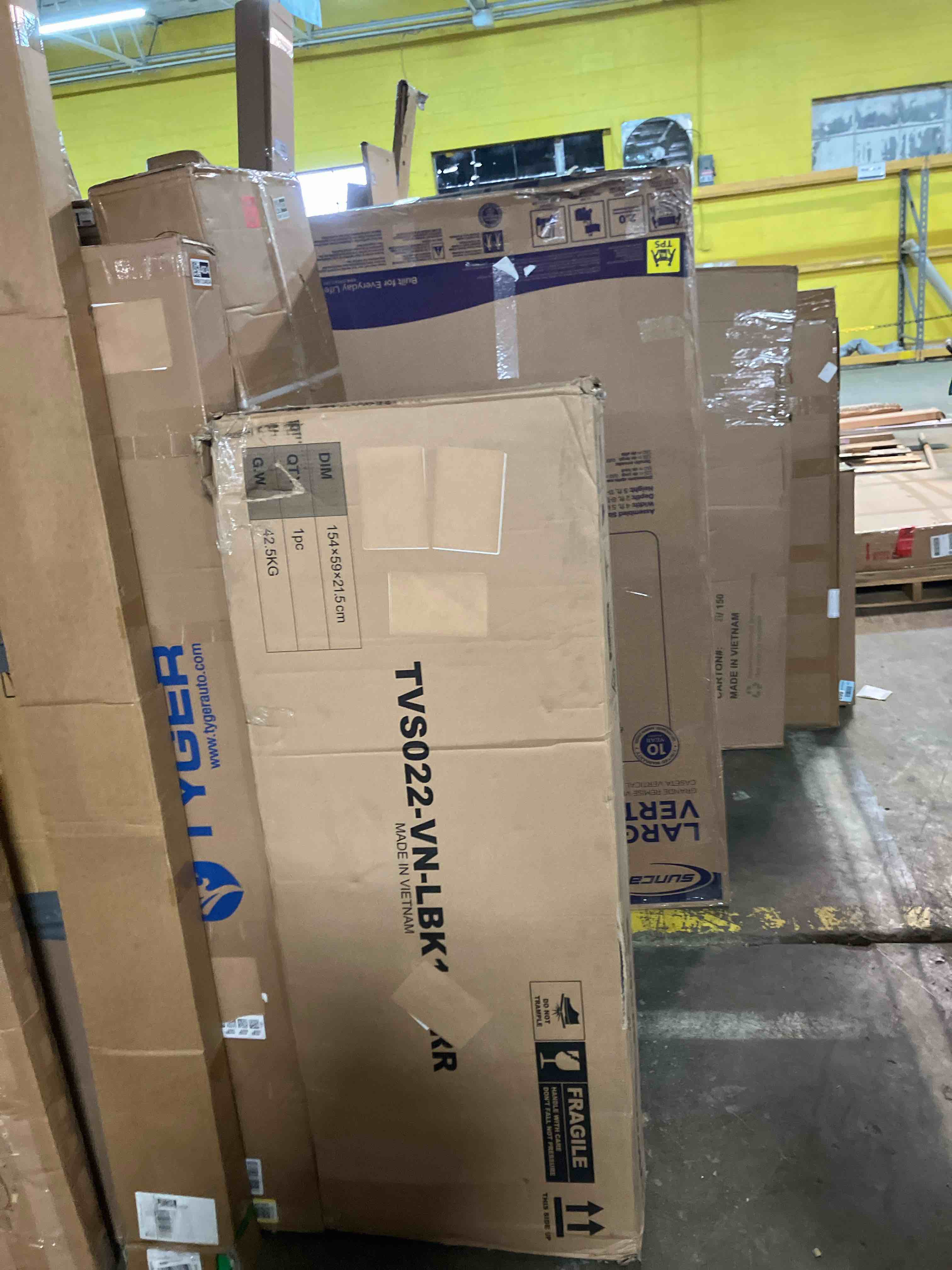 Condition photo showing New/Like New for Rolanstar Fireplace TV Stand with Led Lights and Power Outlets, Entertainment Center with Electric Fireplace, Swivel TV Stand Mount for 45/55/60/65 inch TVs, Height Adjustable TV Console, Black