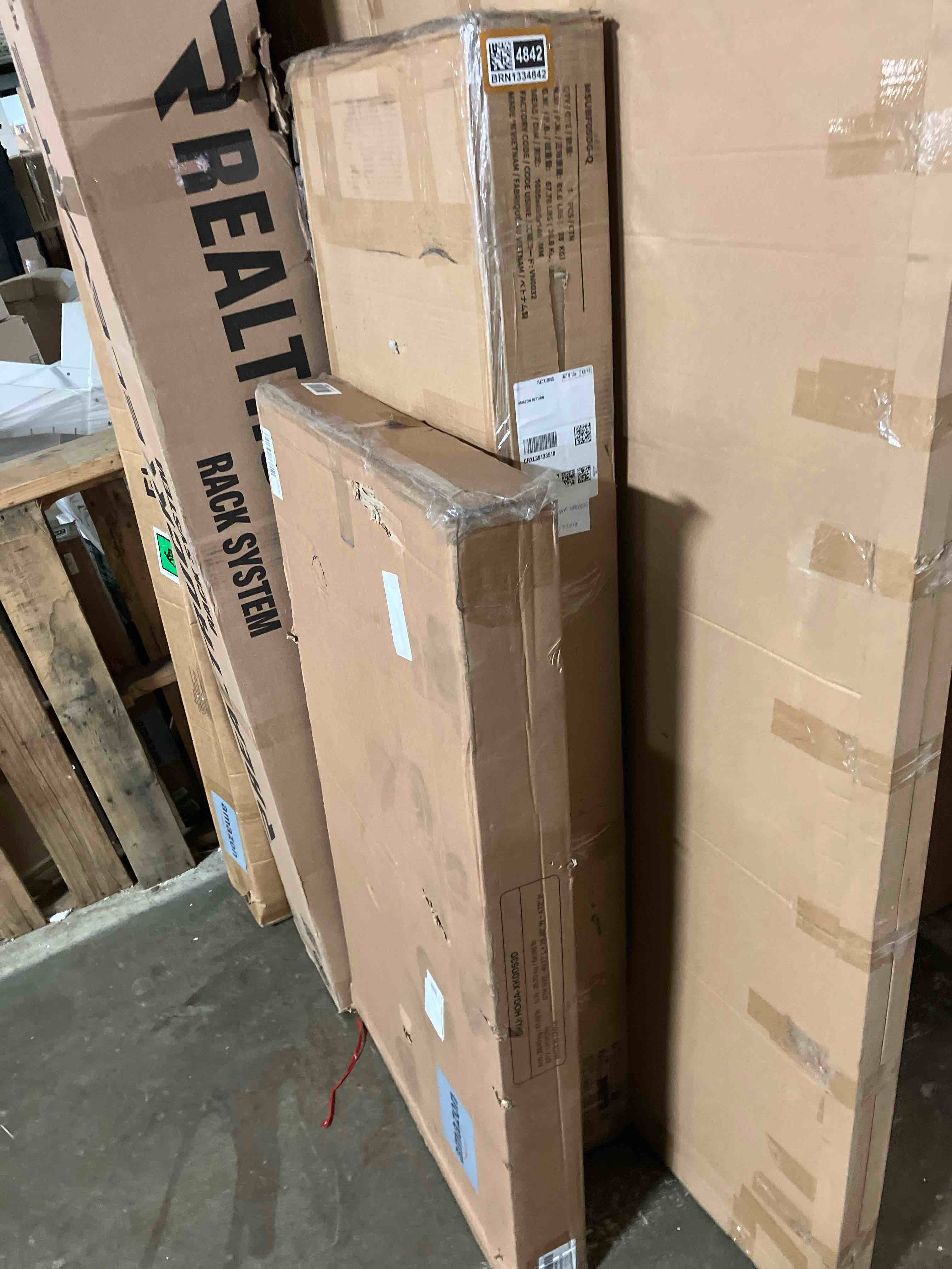 Condition photo showing New/Like New for  43" Kitchen Island Kitchen Counter Table With 5 Open Shelves