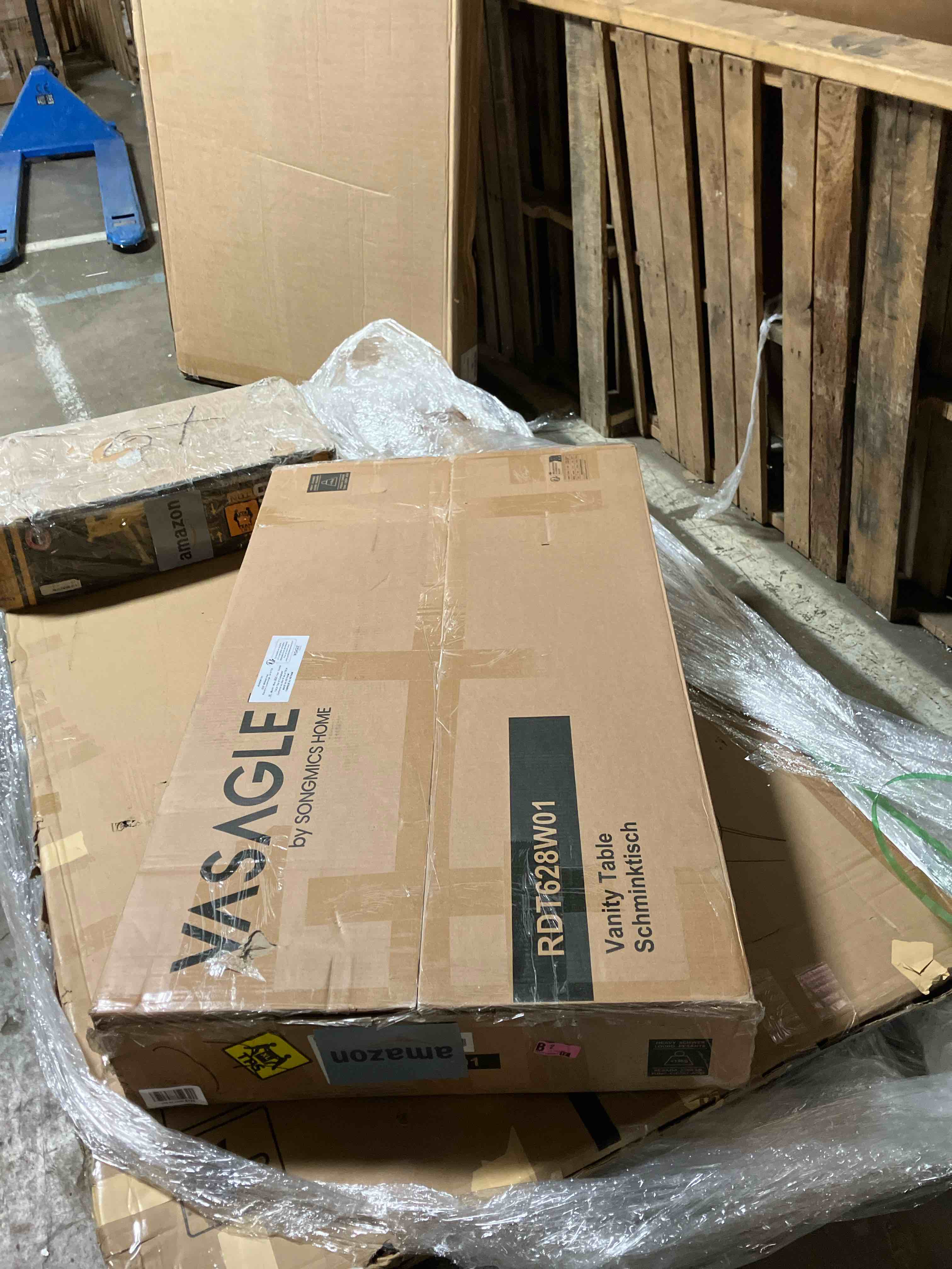 Condition photo showing New/Like New for VASAGLE Vanity Desk with Mirror and Lights, 43.3-Inch Wide Makeup Vanity with Upholstered Vanity Stool, Power Outlets, Dimmable LED Lights, Storage Drawer, for Bedroom, Cloud White URDT628W01 With Door and Lights Cloud White