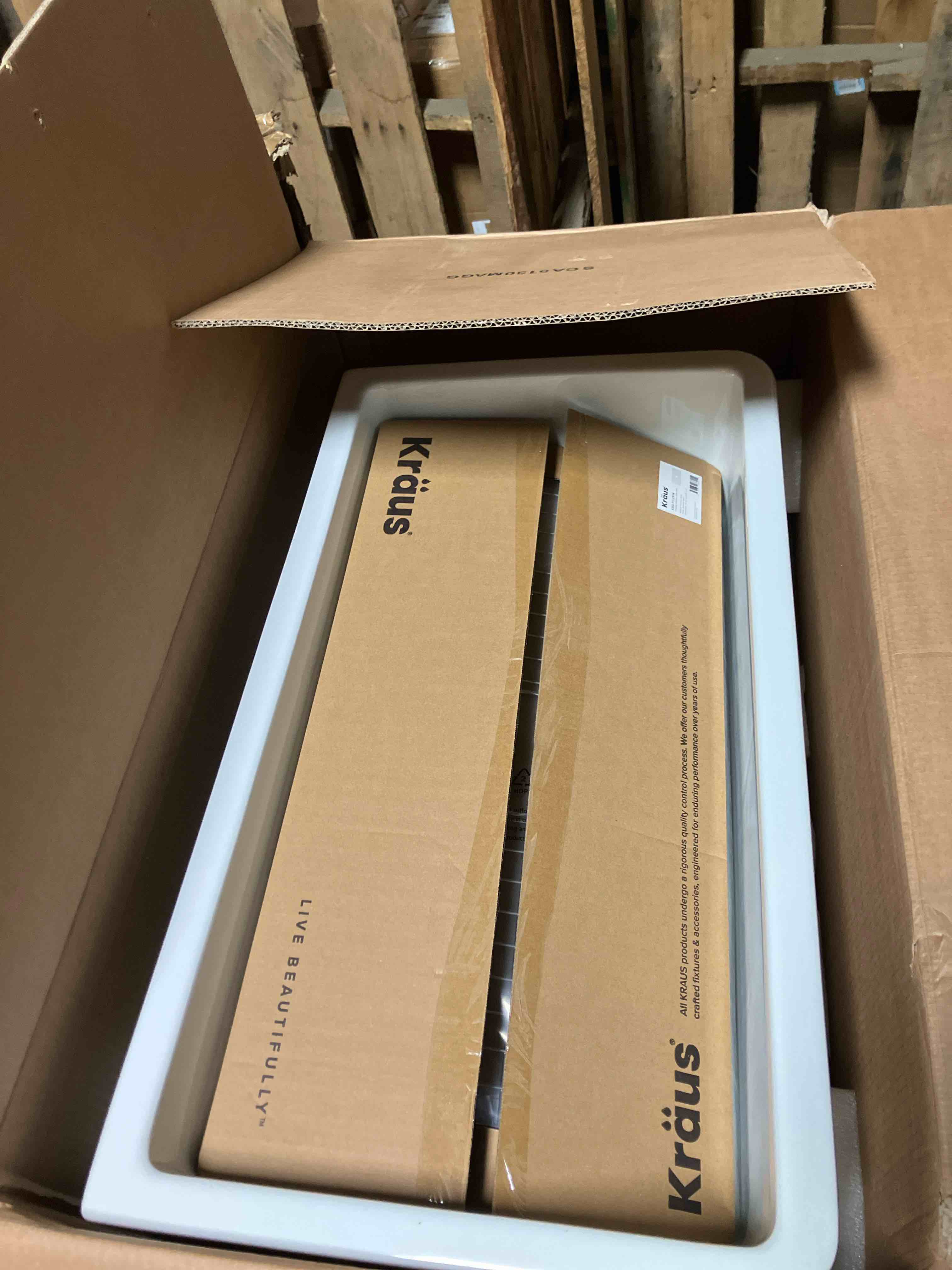 Condition photo showing New/Like New for KRAUS Quarza 31-inch Granite Undermount Single Bowl White Kitchen Sink, KGU-413BWHITE 31 Inch, Single Bowl White