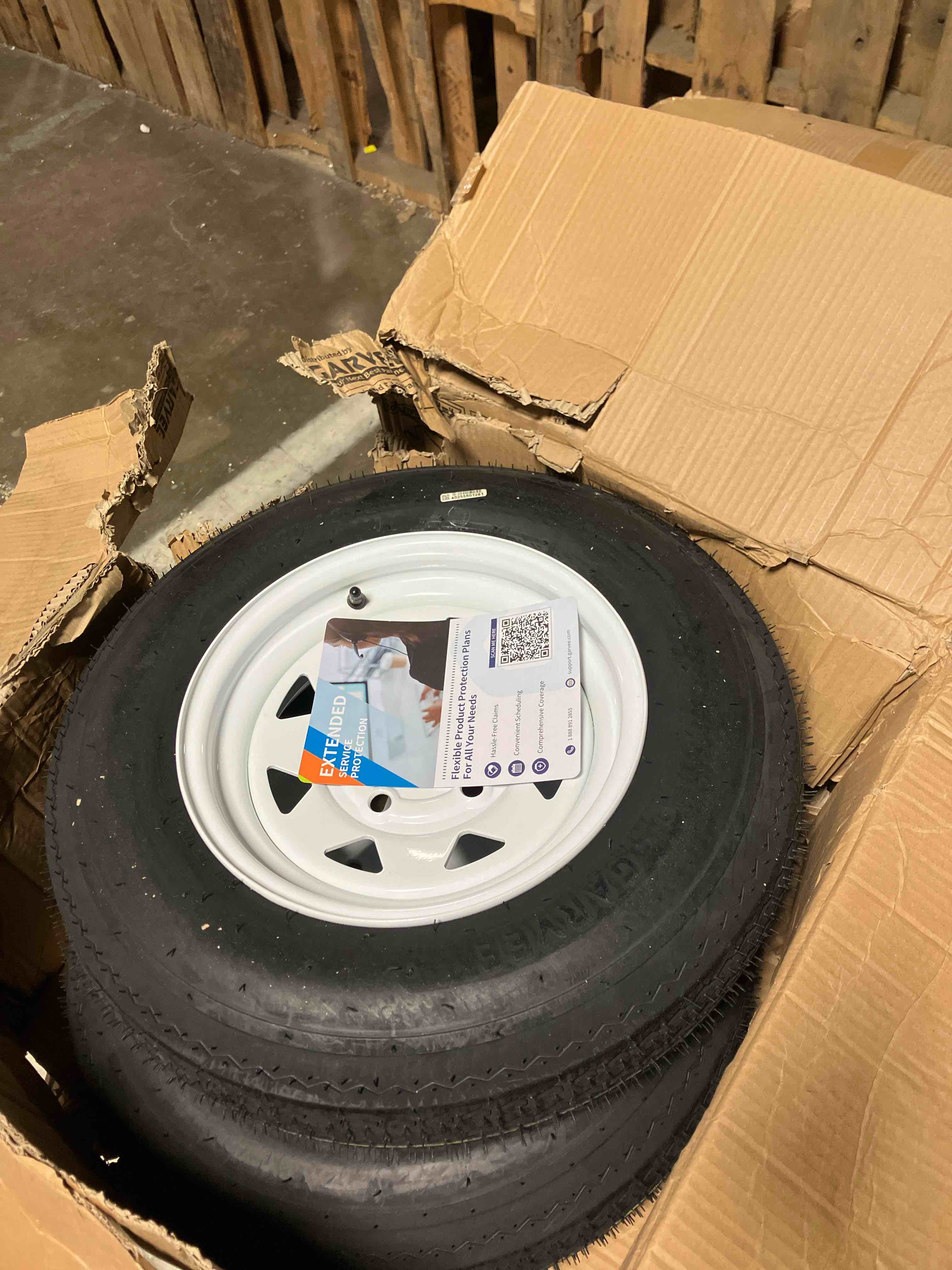 Condition photo showing New/Like New for 4.80-8 4.80x8 480-8 Trailer Tire and Wheel Assembly, Heavy-Duty Load Range C 6PR, 5 Lug White Modular Wheel, 8 Inch Tires for Utility/Boat/Camper Trailers, Set of 2