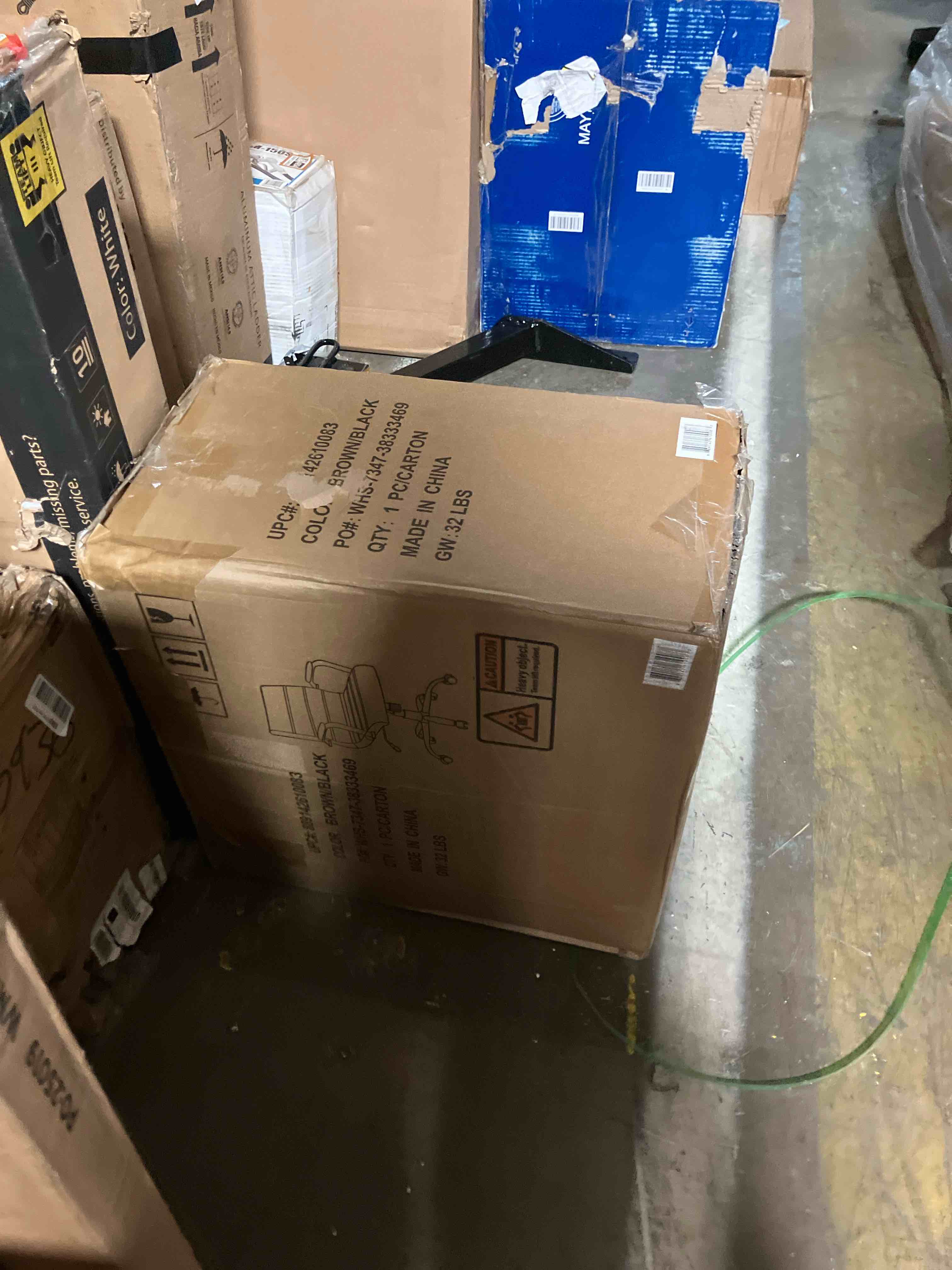 Condition photo showing New/Like New for Flash Furniture Whitney Mid-Back Desk Chair - Brown LeatherSoft Executive Swivel Office Chair with Black Frame - Swivel Arm Chair Brown Leathersoft/Black Frame