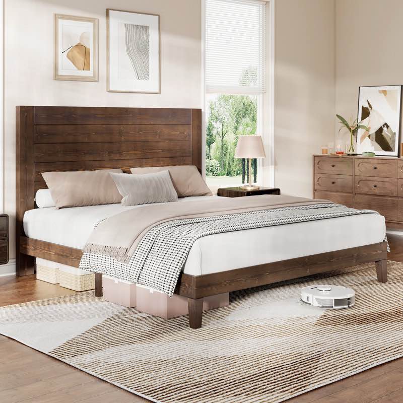 Dezera Solid Wood Platform Bed With 48.6'' Headboard Queen