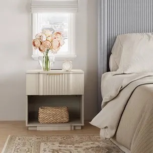 designer modern minimalist style 1-drawer fluted nightstand