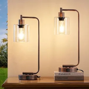 19" Dimmable Table Lamp With Usb And Touch Control (Set of 2)