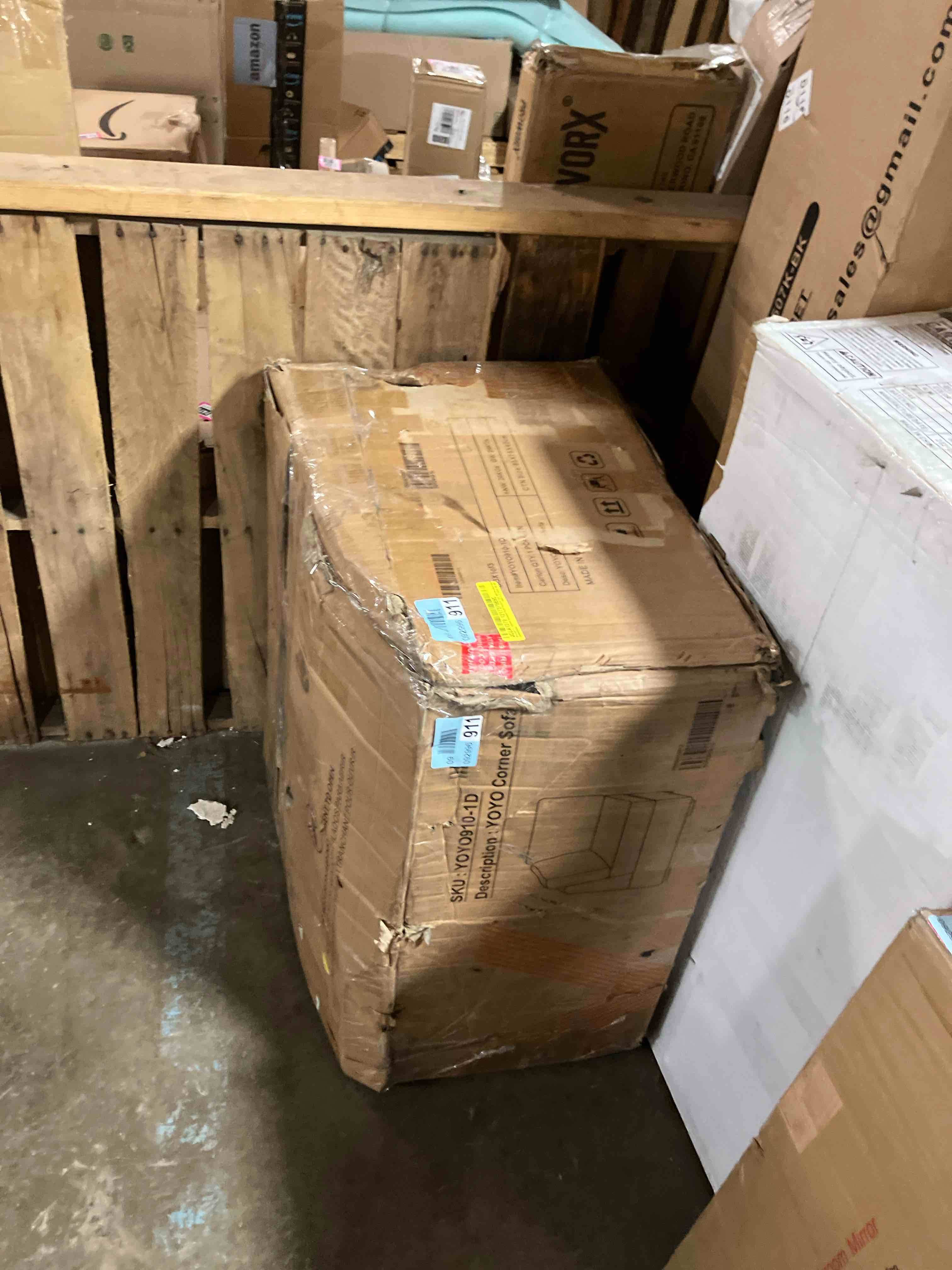 Condition photo showing As Is for Hogle Modular U-shaped Sectional Plush Corduroy Sofa With Movable Ottoman (Corner seat only)