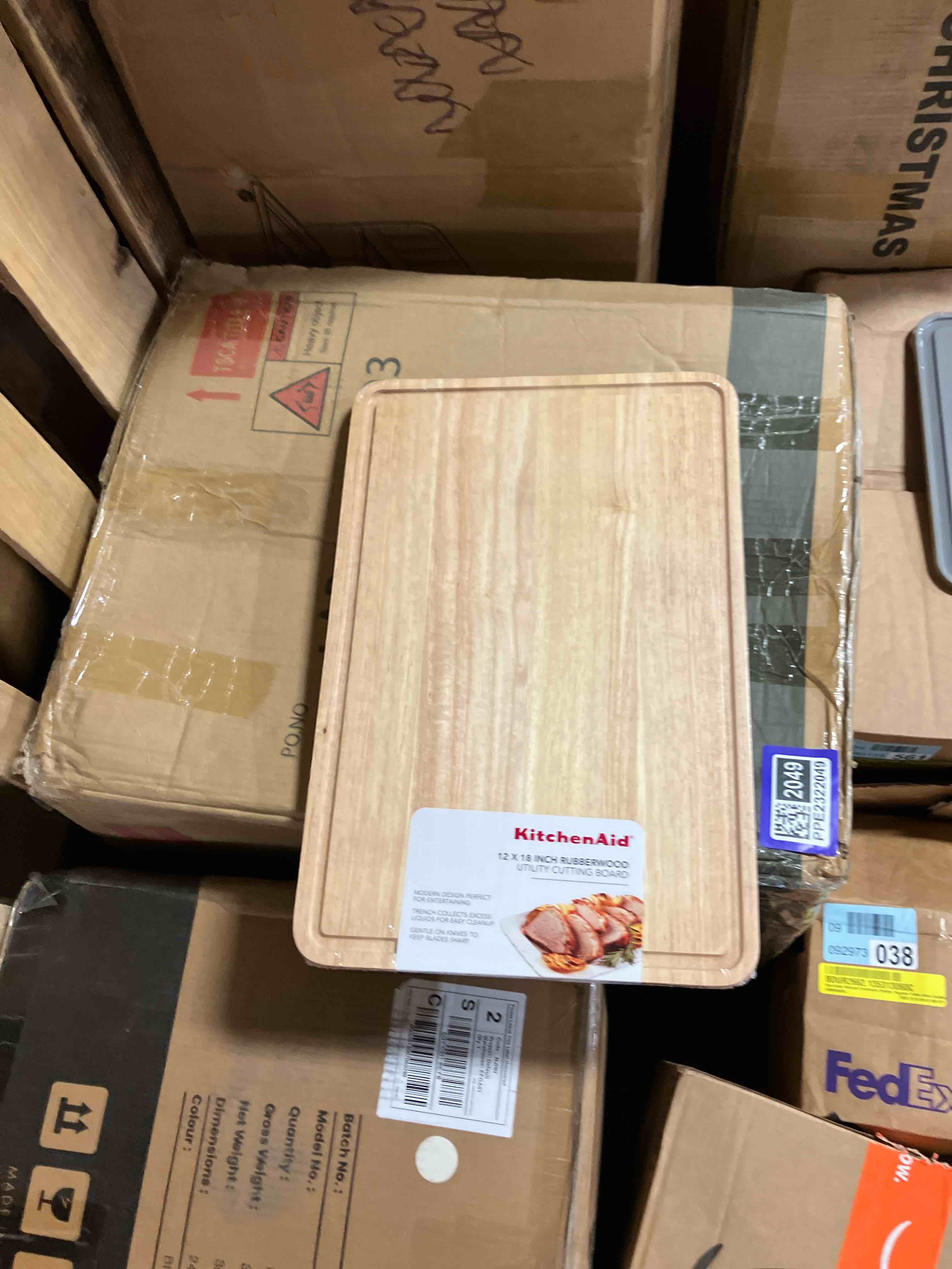 Condition photo showing New/Like New for KitchenAid Classic Rubberwood Cutting Board with Perimeter Trench, Extra-Large Reversible Chopping 12X18