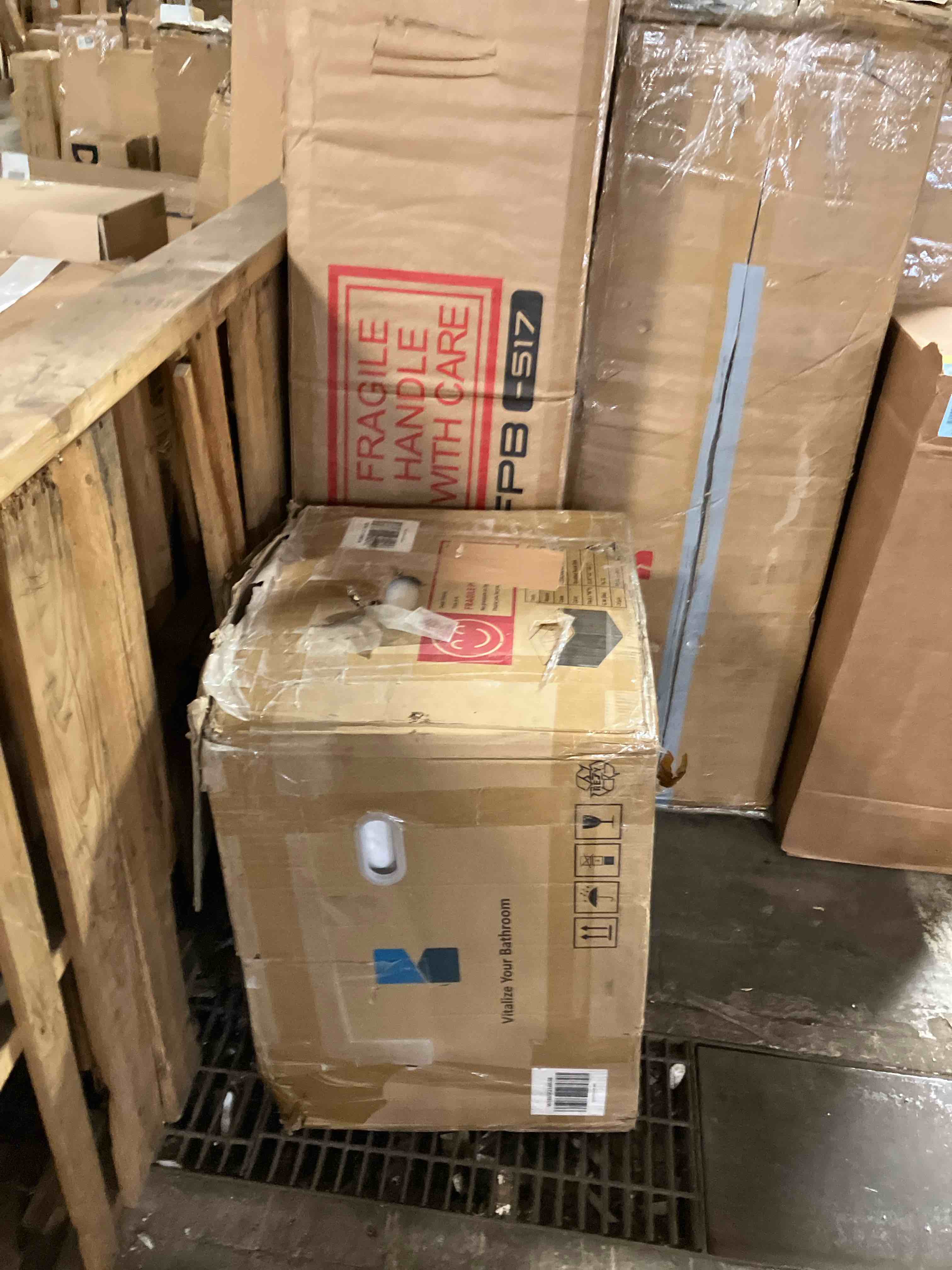 Condition photo showing New/Like New for 30" Floating Wall Mount Single Bathroom Vanity with Ceramic Sink Top