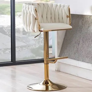 Swivel Adjustable Height Bar Stool Modern Velvet Barstool