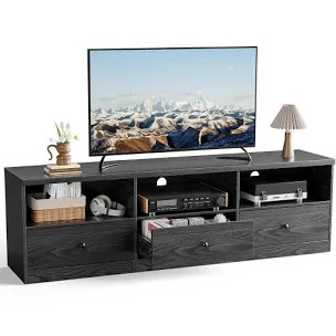 Garvee 70-Inch TV Stand for Up to 80" TVs, MDF Wood Entertainment Center with 3 Large Storage