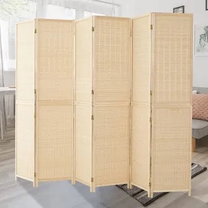 Bayou Breeze Panel Bamboo Room Divider Freestanding Double Hinge (used)