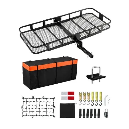 VEVOR 70" x 30" x 6", Hitch Cargo Carrier, 500 lbs Capacity Hitch Cargo Carrier with Ratchet Straps & Cargo Bag, Folding Hitch Mount Cargo Carrier with Hitch Lock for 2" Receiver, Fit for SUVs