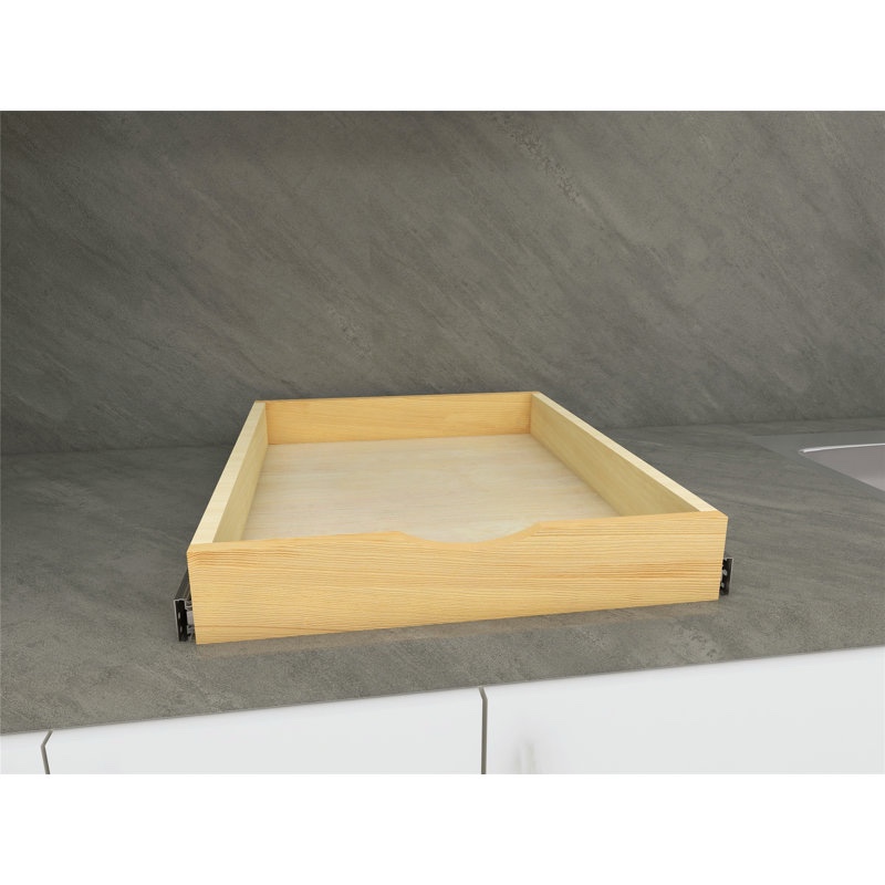 daiona solid wood pull-out drawer box โ 21" deep cabinet organizer in multiple widths out tray with brackets