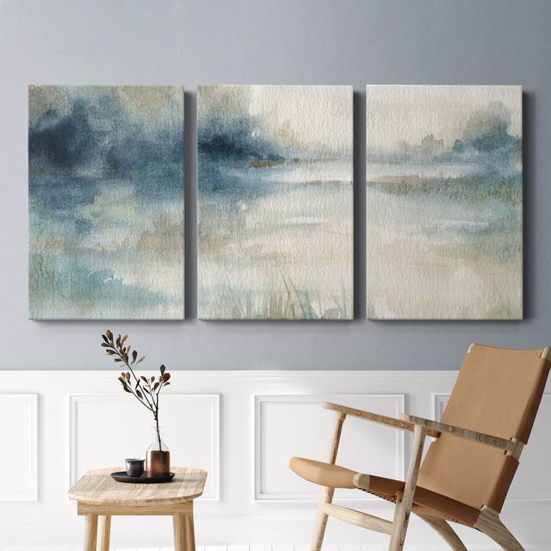 "Still Evening Waters II" 3-Piece Painting Print 18” x 36”