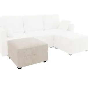 29.5”Wide Square Ottoman With Storage beige