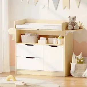 baby changing table dresser, with 3 drawers and 1 storage shelves