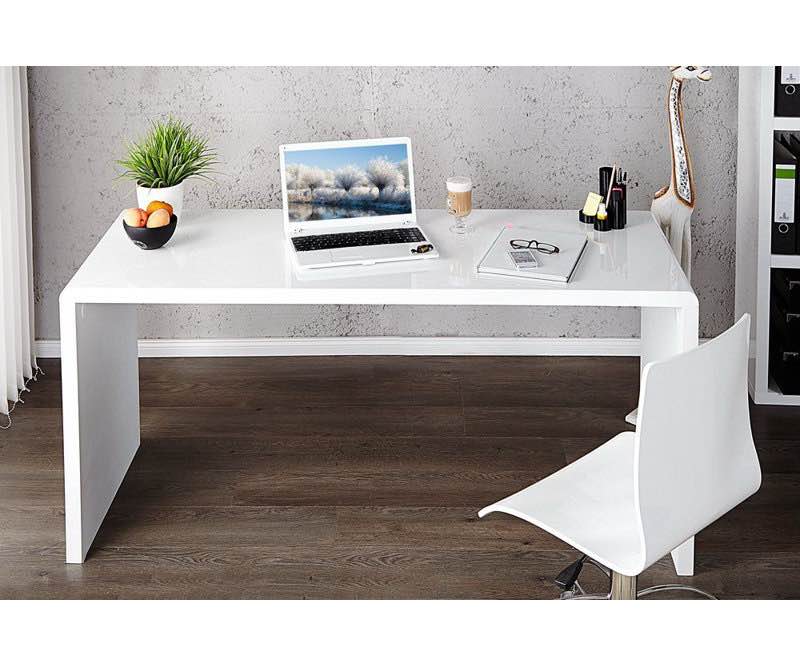 Bronislava High Gloss Home Office White Desk - Sleek Design (used)