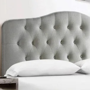 linen upholstered headboard - modern-adjustable height-button queen