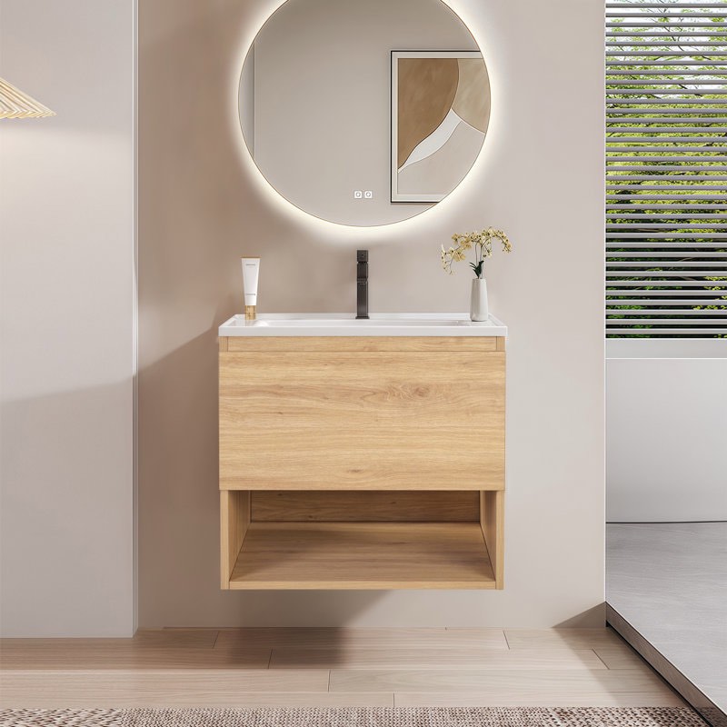 Modern 24 ?& 30 ? Wall-Mounted Single-Basin Vanity Sets, Featuring Countertop Sinks And Soft-Close Drawers With Open Storage (2 boxes)