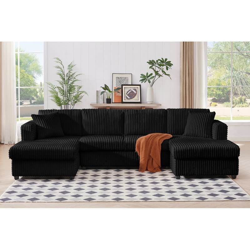4 Seater Modular Sectional Sofa, U Shaped Extra Large Corduroy With Double Chaises (Chaise only)