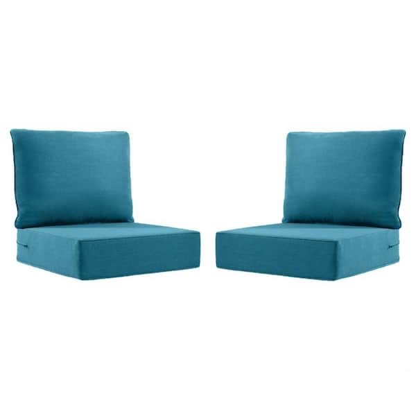 carolina 24 in. x 24 in. x 6 in. olefin 4-piece deep seating outdoor lounge chair sofa cushion in peacock blue