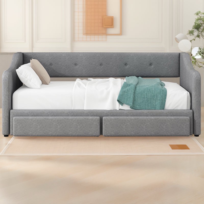Convertible Twin XL To King Daybed With Upholstered Design And Storage Drawers (Missing pieces) Find on Wayfair