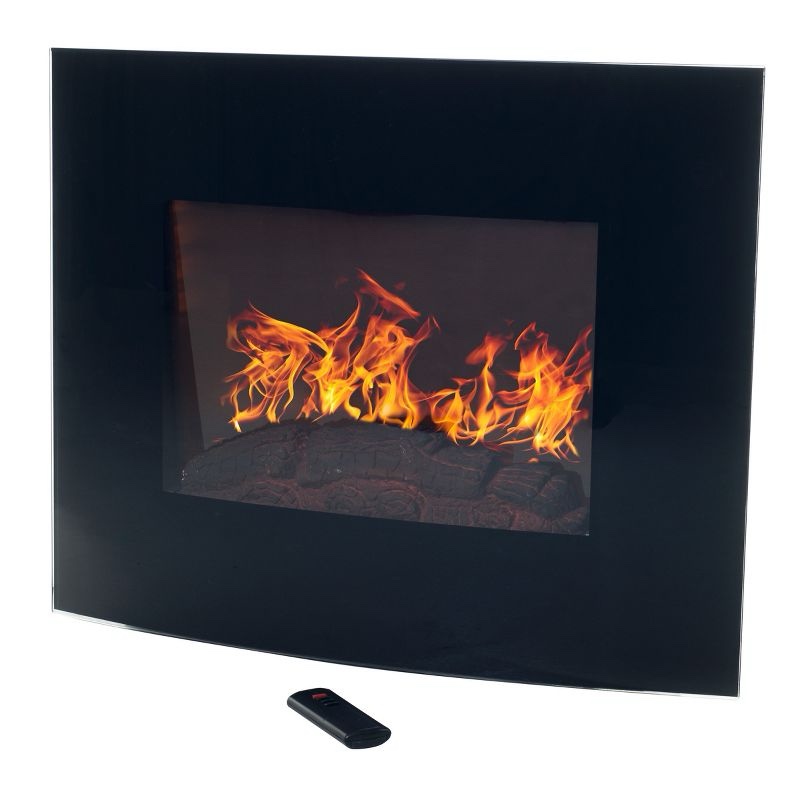 Hastings Home 25.5" Wall-Mounted Curved Electric Fireplace - Black