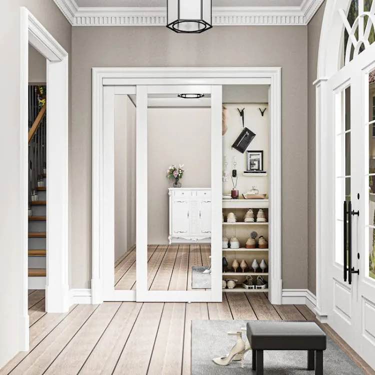 80 in. full lite mirrored closet sliding doors with hardware kit ark design size: 48" x 80"