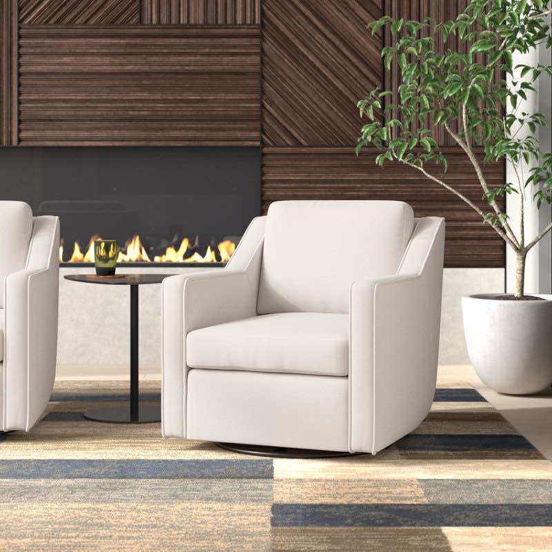 bronnen big and wide upholstered cushion swivel armchair with removable back cushion