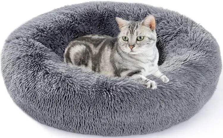 Calming Dog bed For Home Anti-anxiety Round Donut Cuddle Pet Beds Dog Beds With Plush Faux Fur,Washable