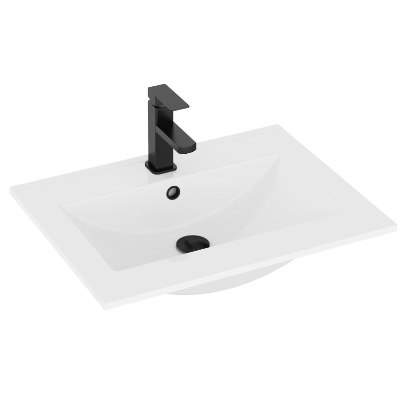 24" Intergrated Sink Top, Zinc Alloy Faucet, Solid Brass Pop up Drain