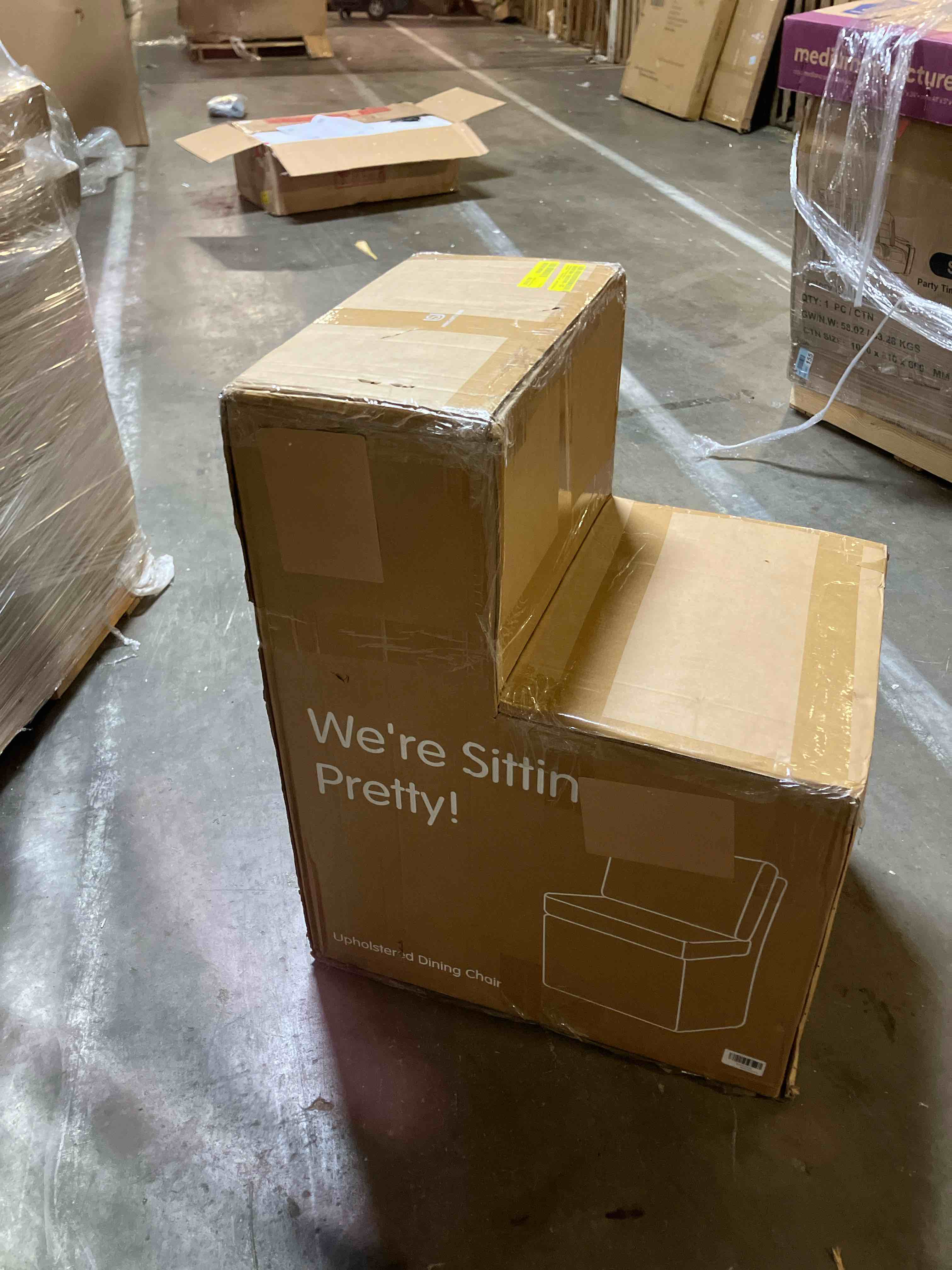 Condition photo showing As Is for Subrtex Dining Chairs with Casters, Upholstered Dining Room Chairs, Accent Single Sofa Chair, Arrived Assembed, Slient Wheels, Cream/Khaki ( ONLY 1 CHAIR ) 