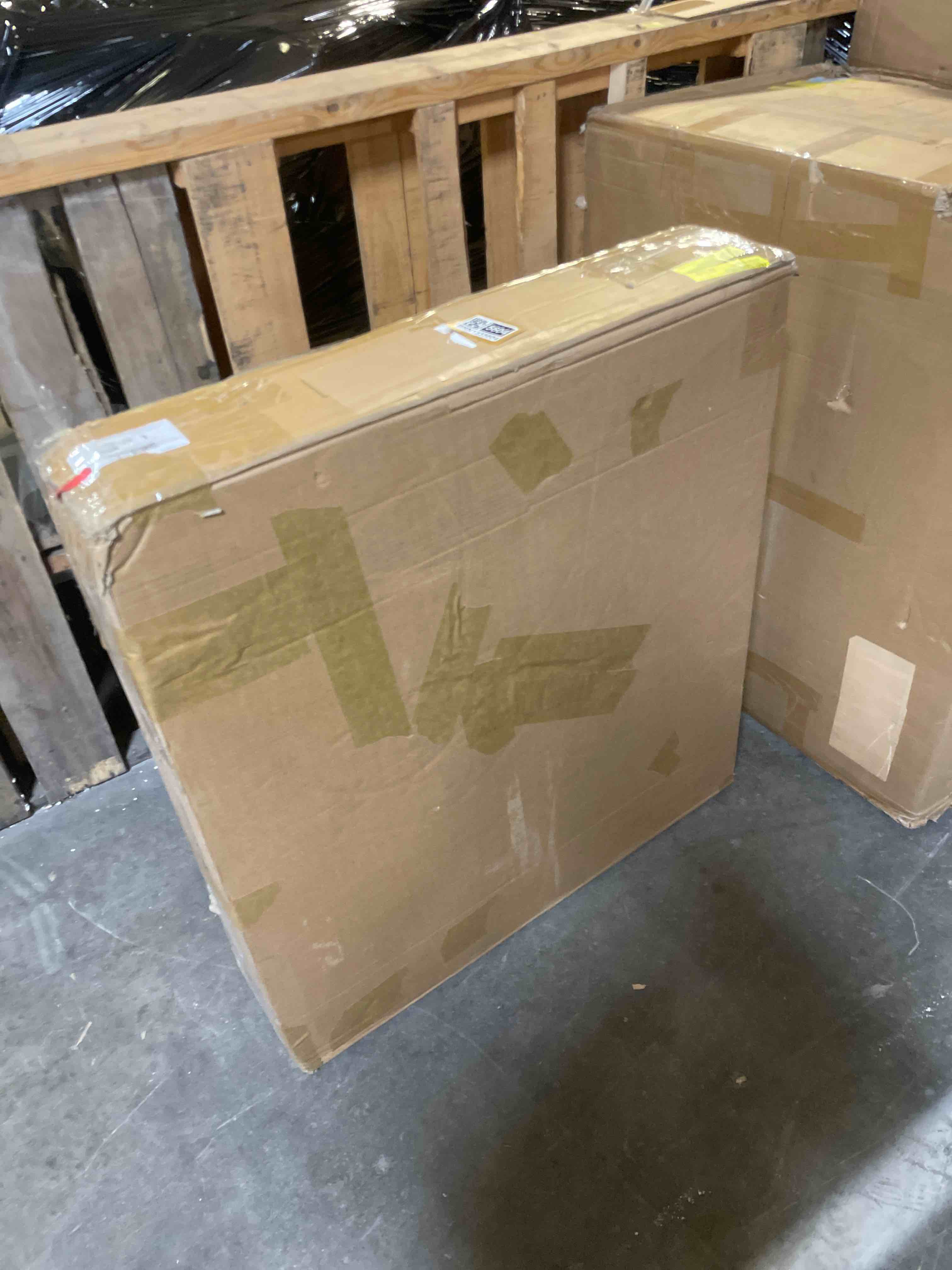 Condition photo showing As Is for 78 inch L shaped executive desk ( BOX 1/2 )