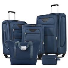 ModernLuxe Softside Luggage Epandable 3 Piece Set Suitcase with Duffel Bag Upright