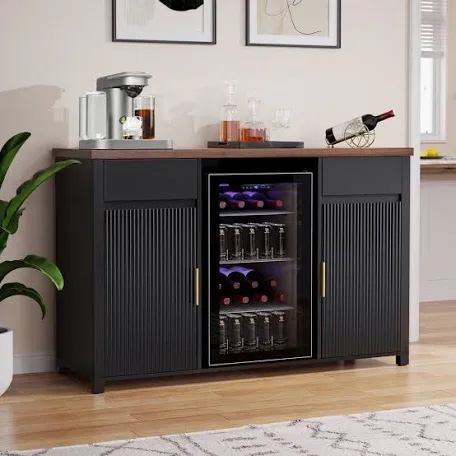 gdlf large coffee bar cabinet with fridge space, mini fridge cabinet with wine storage, buffet sideboard table for home ( top only ) 