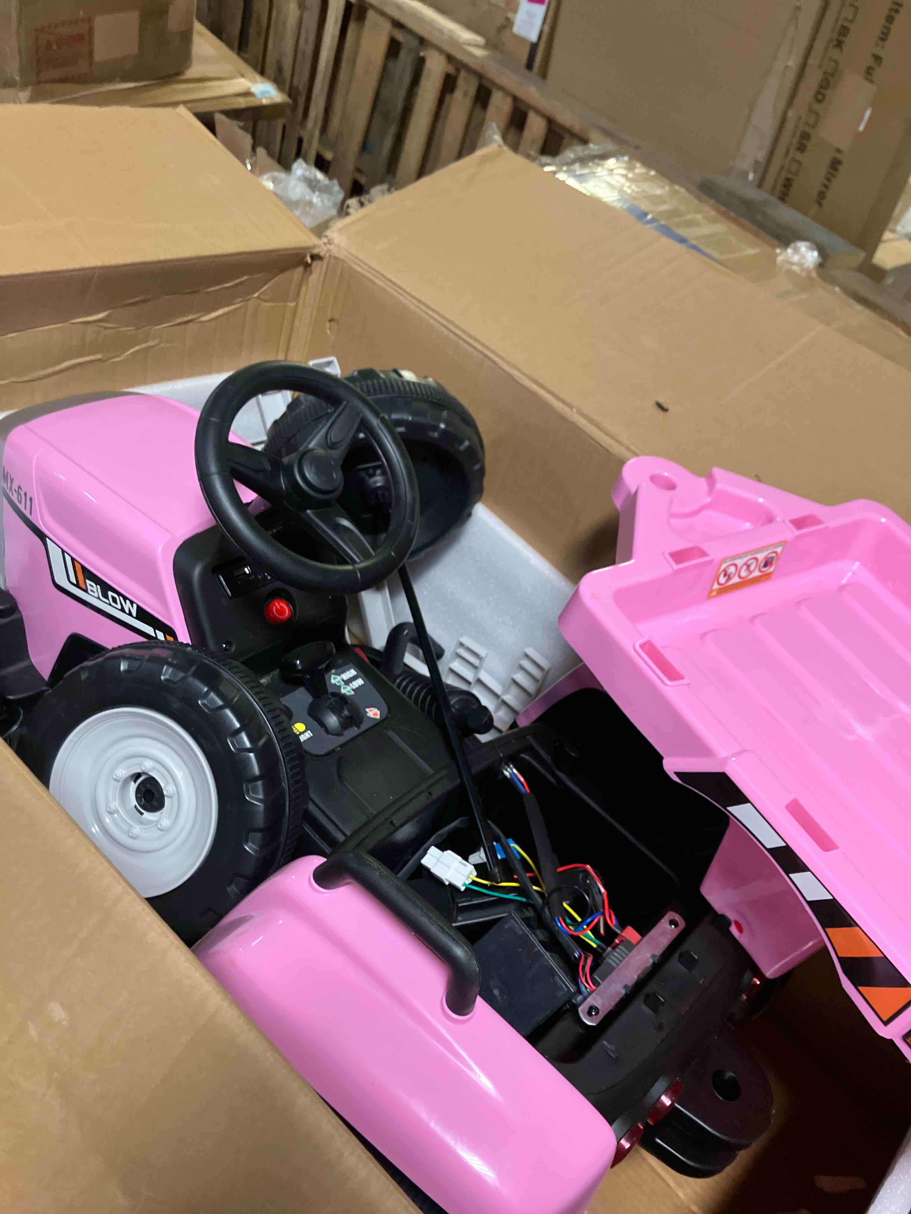 Condition photo showing Good Condition for 12V Kids Battery Powered Electric Tractor with Trailer, Toddler Ride On Car w/Remote Control/ 7-LED Headlights/ 2+1 Gear Shift/ MP3 Player/USB Port for Kids 3-6 Years (Used)