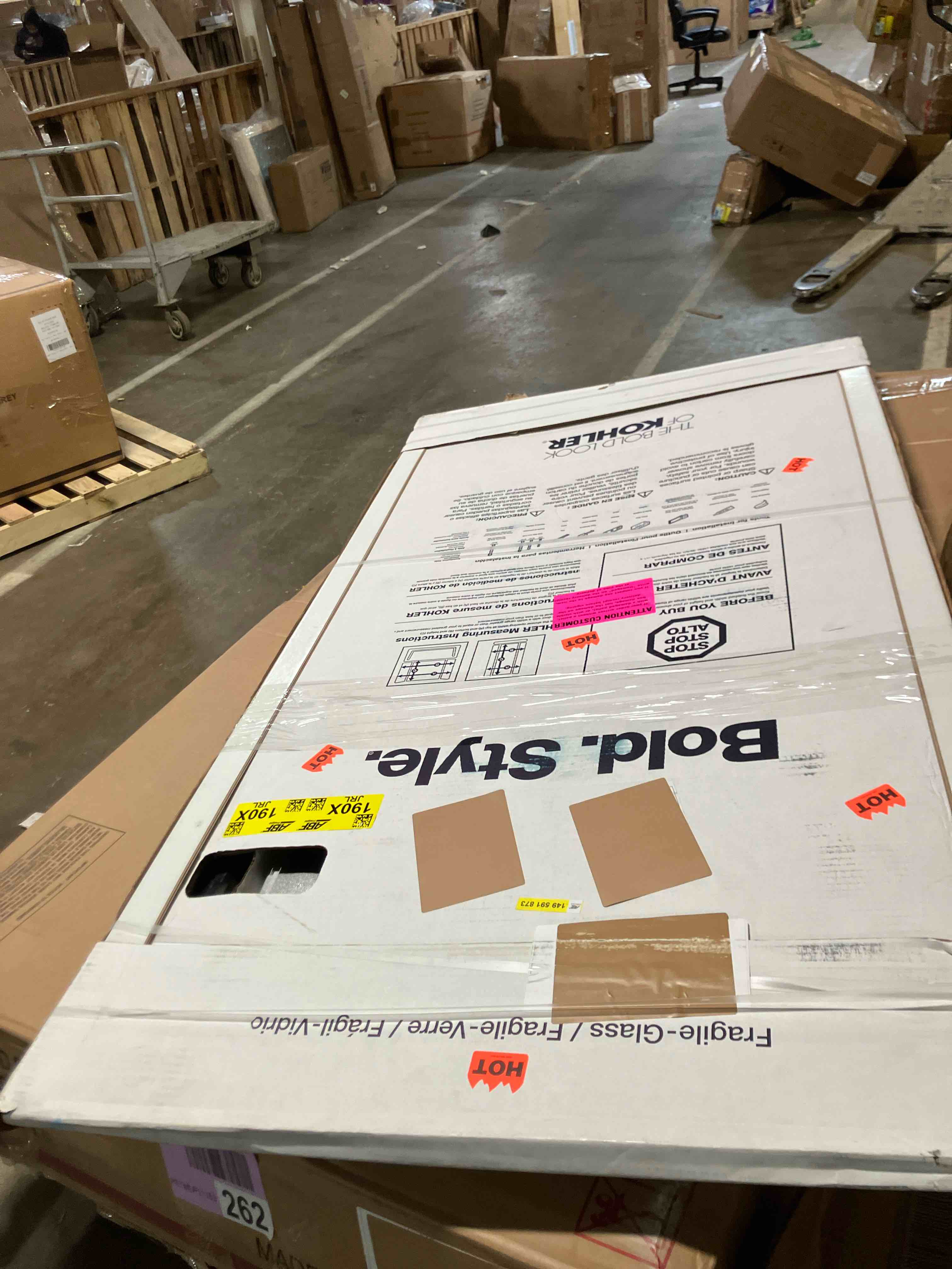 Condition photo showing New/Like New for Kohler K-706005-L Levity 59-3/4 High X 57 Wide Sliding Frameless Tub Door - Black