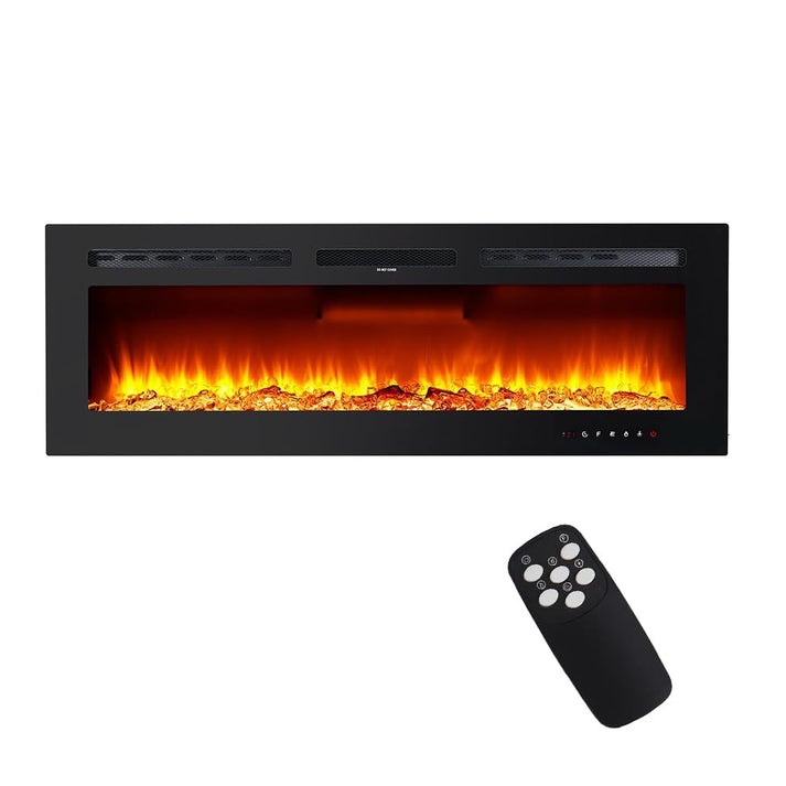 60" Electric Fireplace In-Wall Recessed & Wall Mounted, Remote Control