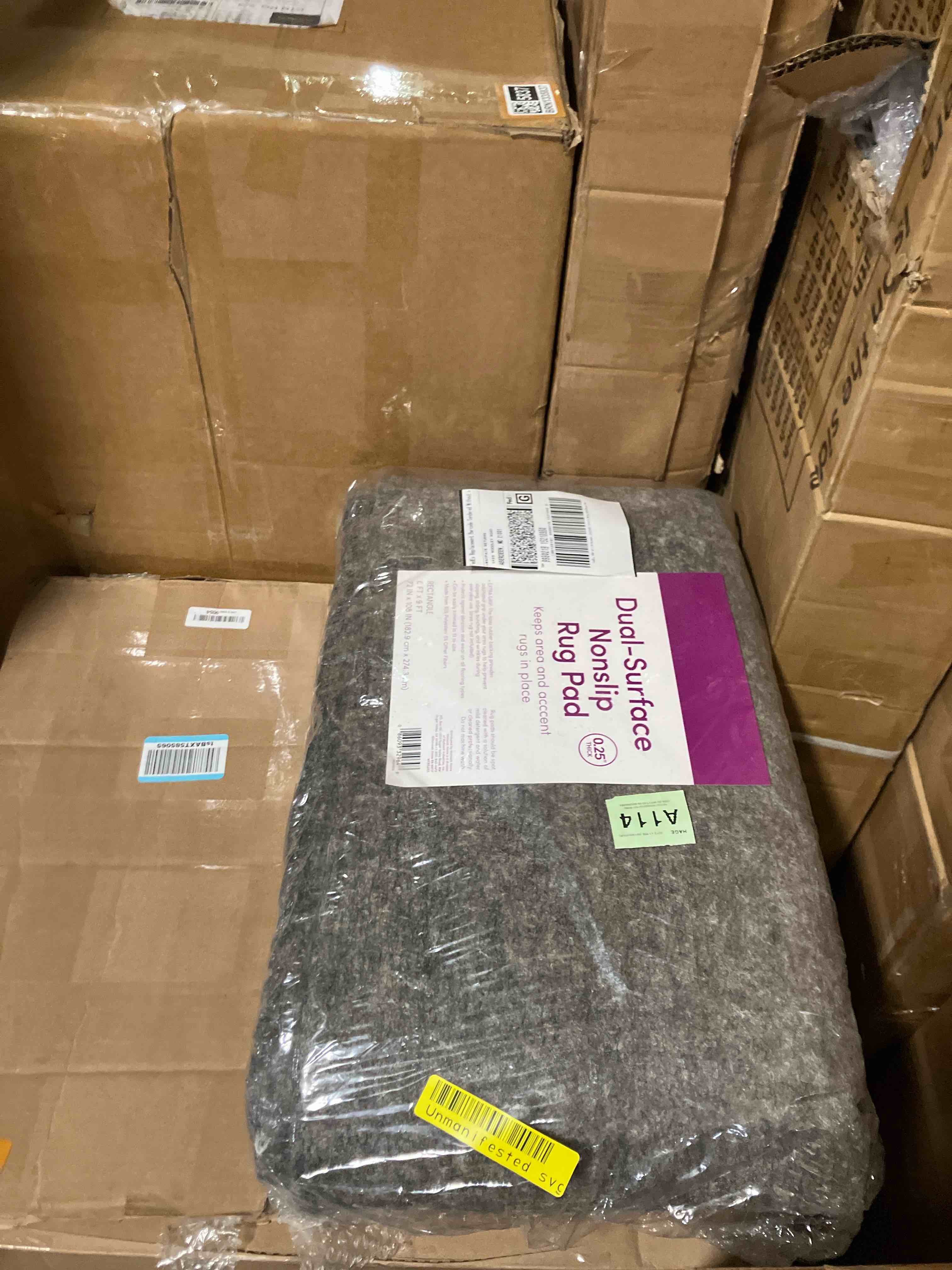 Condition photo showing New/Like New for Mohawk Home 6' x 9' Non Slip Rug Pad Gripper 1/4 Thick Dual Surface Felt + Rubber Gripper - Safe for All Floors, Synthetic Fiber, Brown