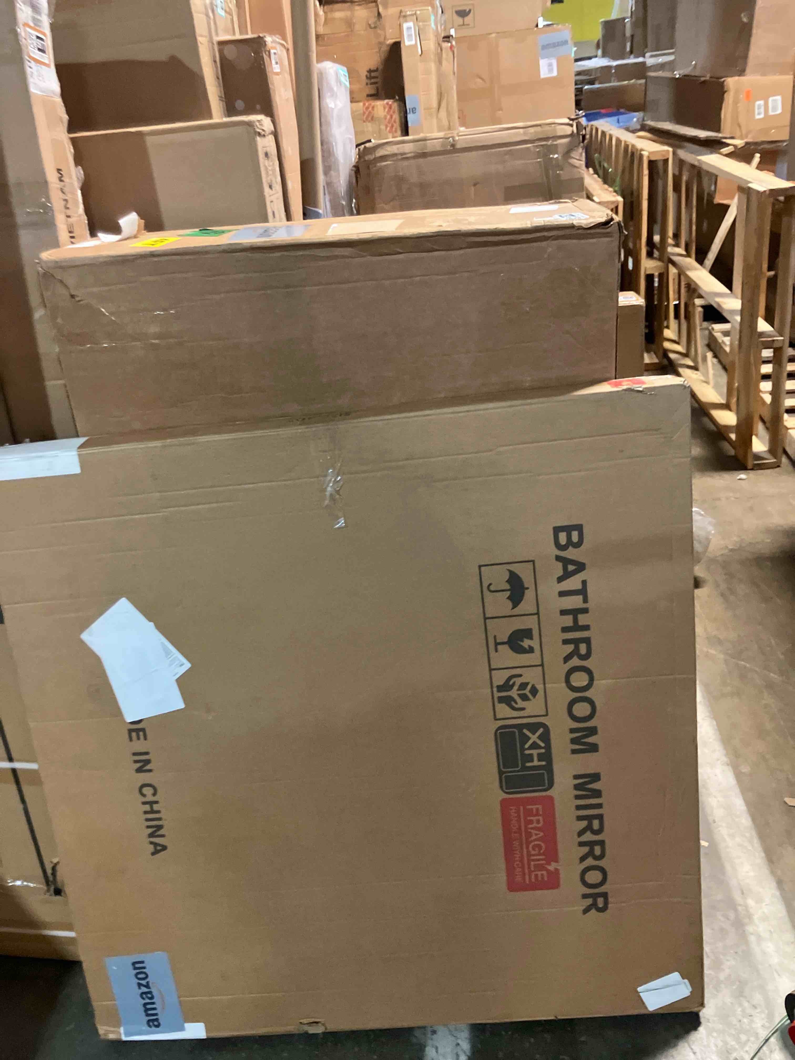 Condition photo showing New/Like New for LED Bathroom Mirror 40 Inch Round Bathroom Mirror with Lights, Circle LED Mirror, Wall Mounted Lighted Bathroom with 3 Colors Brightness, Anti-Fog, Dimmable, Shatter-Proof 3 Colors 40"L x 40"W