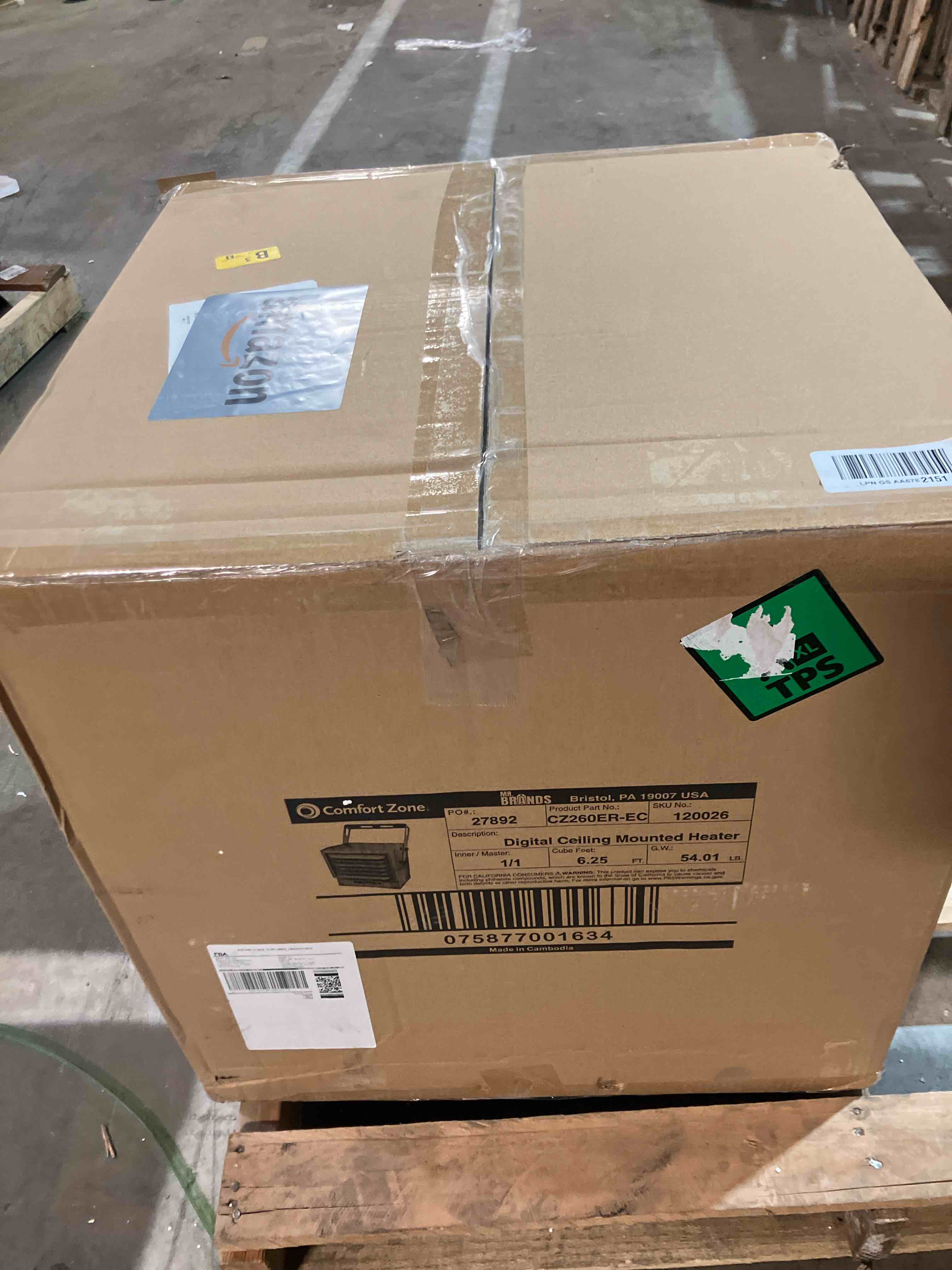 Condition photo showing New/Like New for Comfort Zone Hard-Wired Digital Ceiling Mount Heater with Full-Function Remote  10 000 Watt  240 Volt  Fan-Forced  Overheat Protection  Thermostat & 12-Hour Timer  Ideal for Garage  CZ260ER