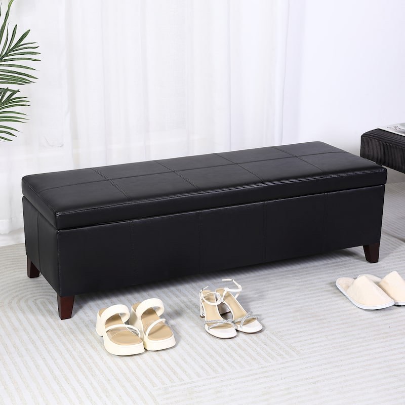 faux leather storage ottoman bench for bedroom
