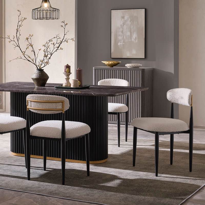 Condition photo showing New/Like New for Ackley Amerson 2 Pieces Boucle Armless Dining Chair, Upholstered Accent Chair