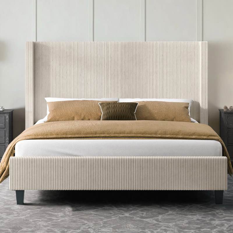 Wauseon Corduroy Upholstered Bed-Queen