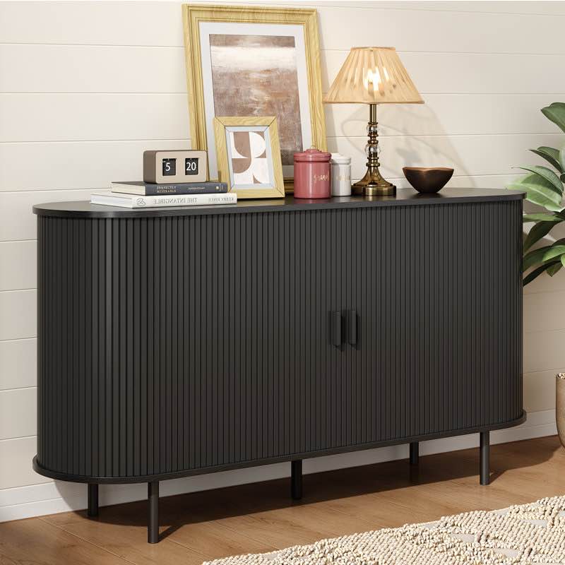 55'' Sideboard Storage Cabinet With Doors And Shelves - Credenza Storage Cabinet For Office, Bedroom Storage Cabinet, Hallway Storage Cabinet, Console Storage Cabinet