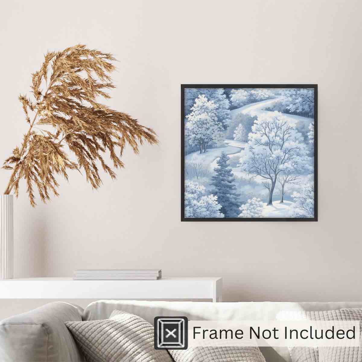 Condition photo showing New/Like New for Holiday Blue Winter Forest Trees III Modern Unframed Art Print