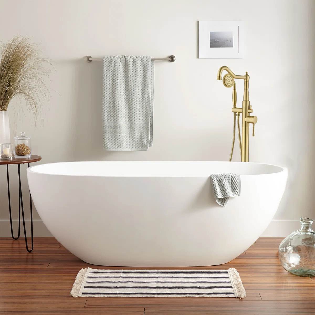 single handle floor mount freestanding tub faucet bathtub filler with hand shower sld05g