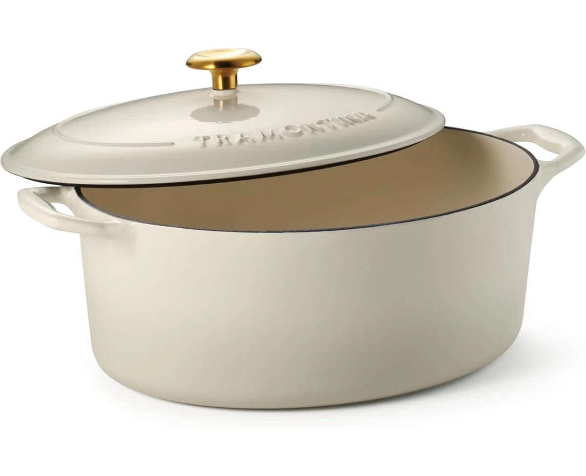 tramontina bestow enameled cast iron dutch oven pot with lid, round