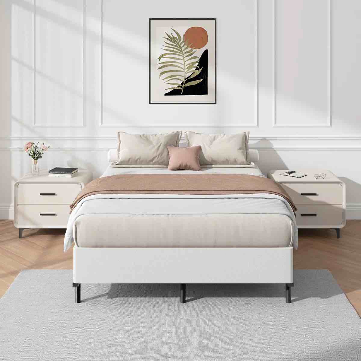 9 inch high profile box spring only with fabric cover mattress foundation easy assembly- queen